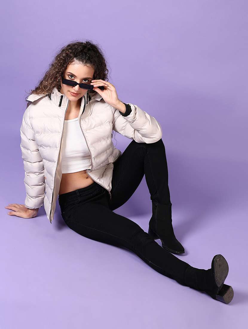 women long sleeves solid puffer jacket - 21662770 -  Standard Image - 4