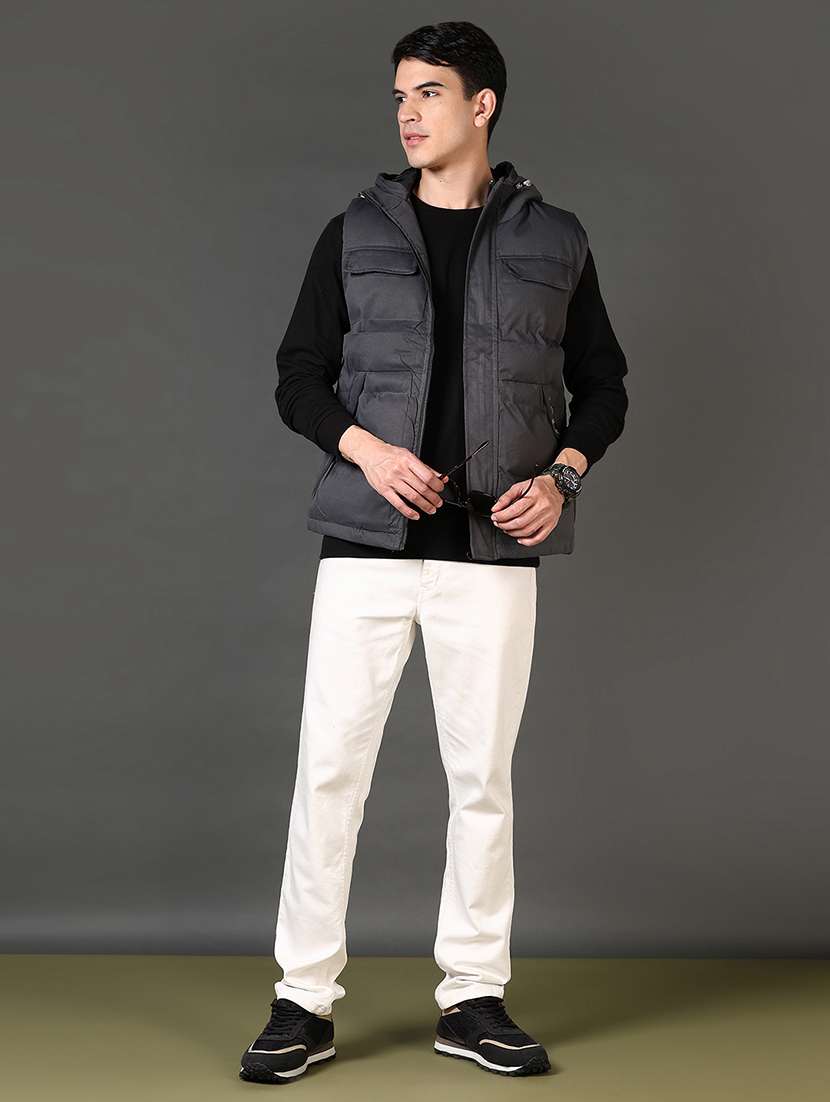 men solid sleeveless hooded puffer jacket - 21662810 -  Standard Image - 4