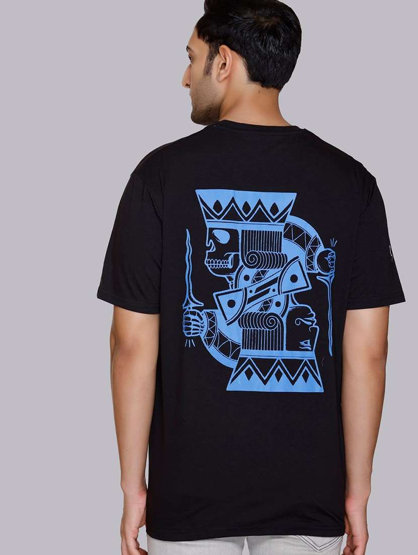 men loose fit back print short sleeve t-shirt