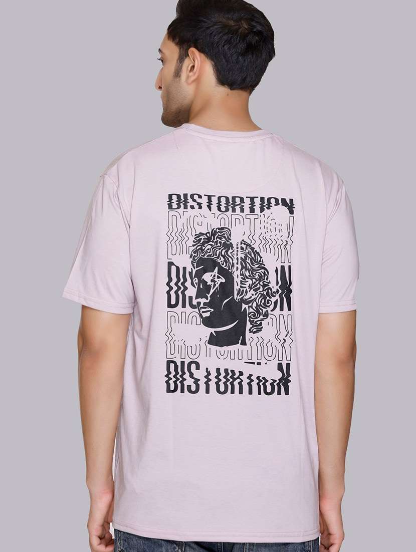 men loose fit back print short sleeve t-shirt