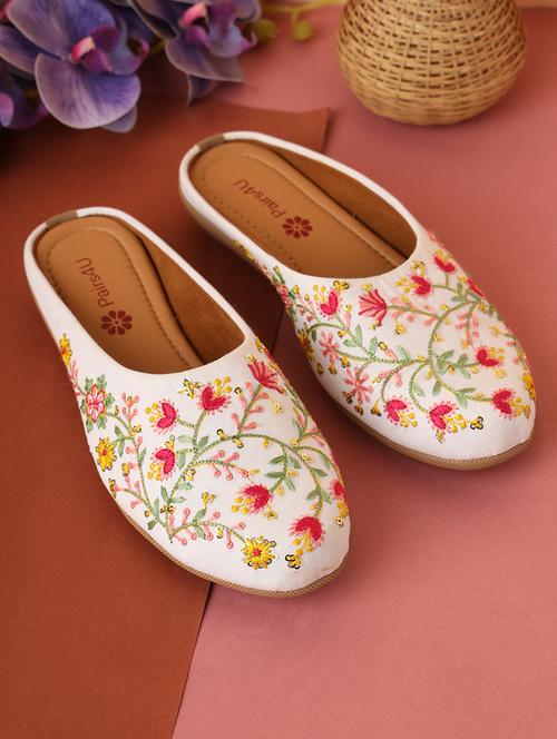 women embroidered slip on mules - 21662937 - Standard Image - 0