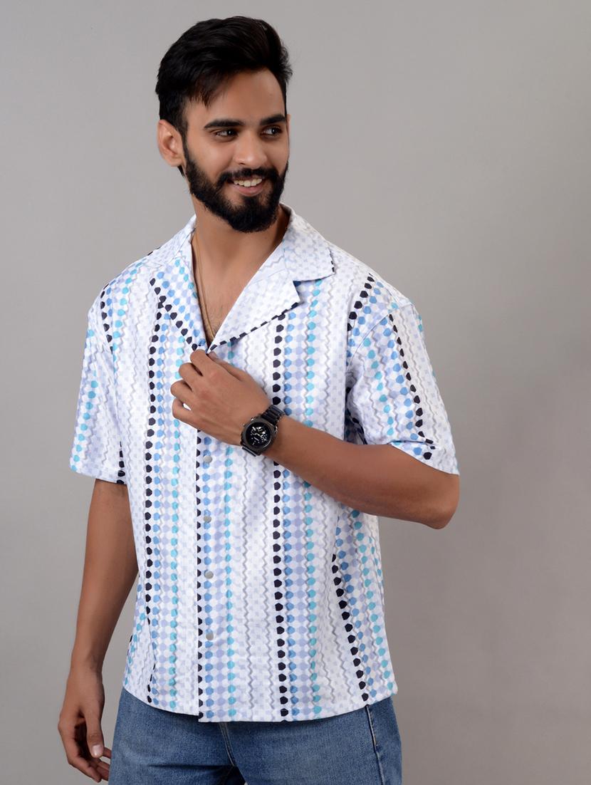 men geometric printed short sleeve casual shirt - 21662977 - Standard Image - 1