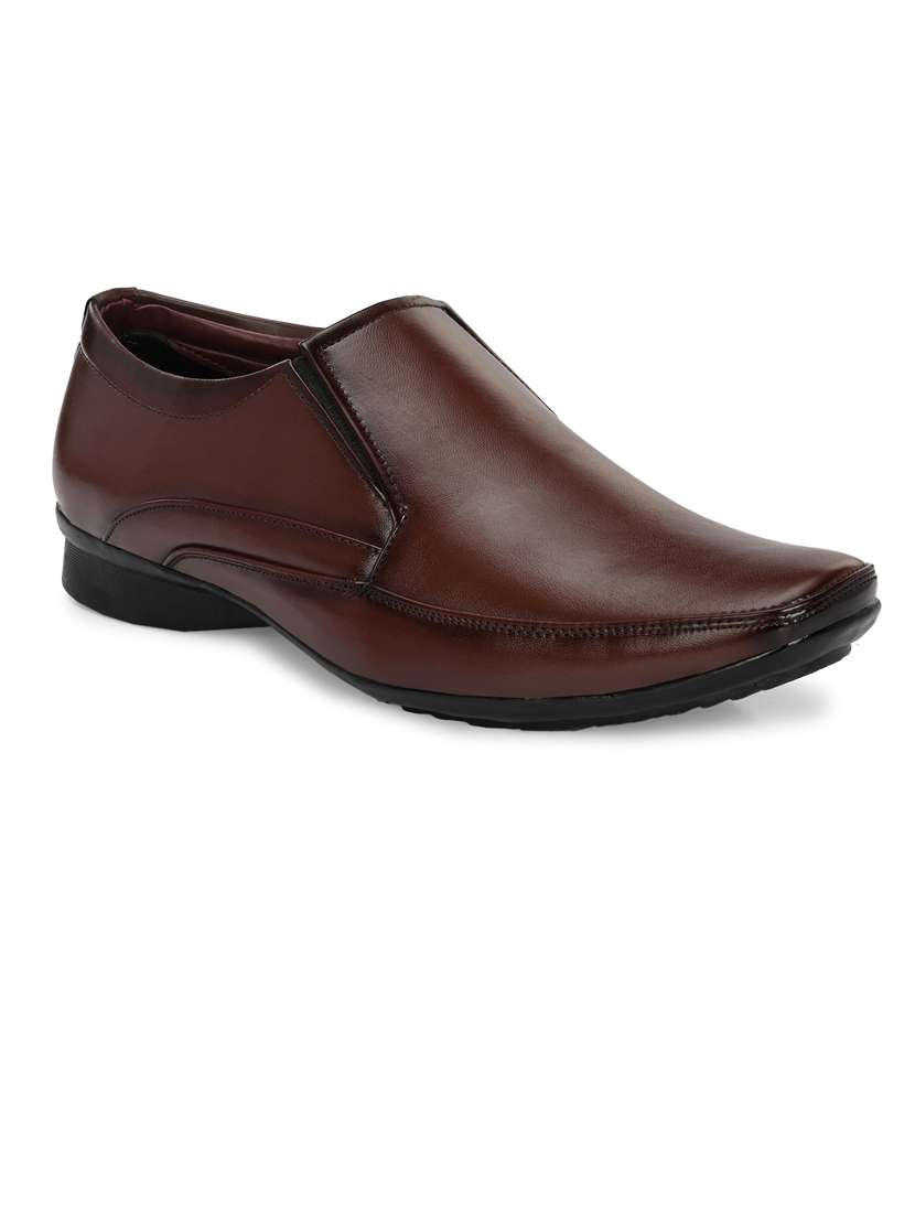 men brown slip on formal shoes - 21663002 -  Standard Image - 1