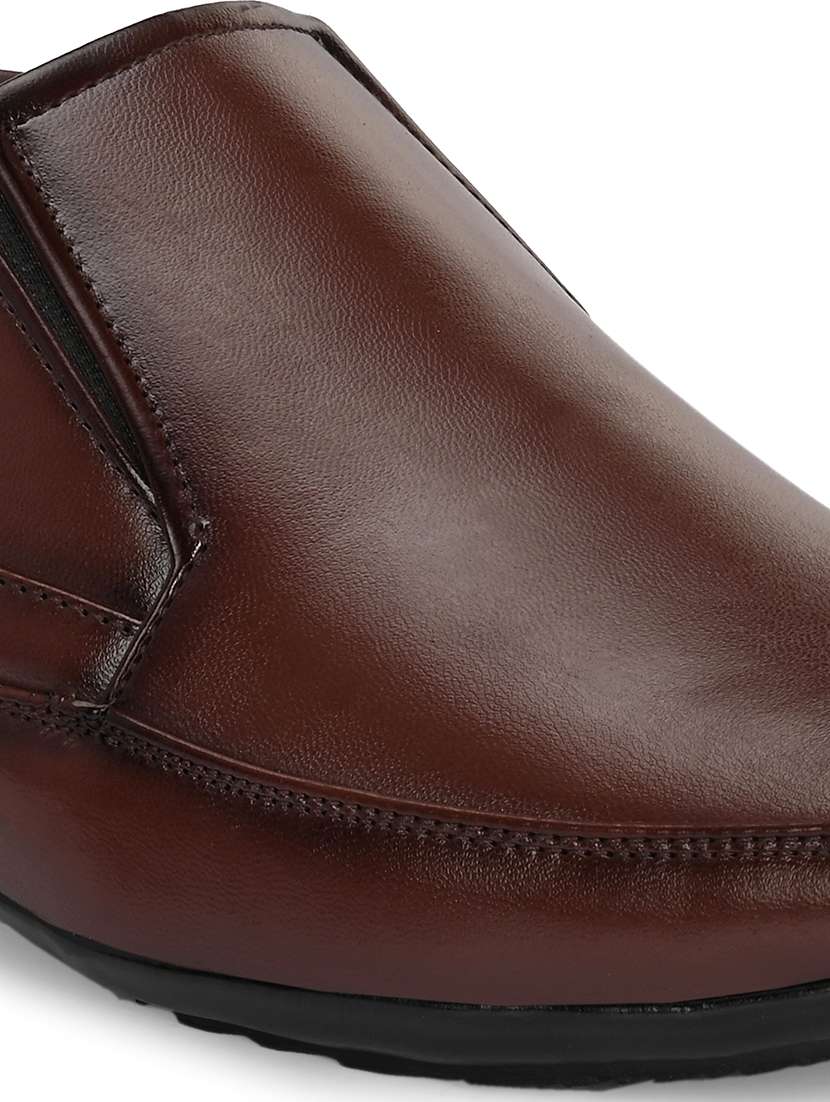 men brown slip on formal shoes - 21663002 -  Standard Image - 4