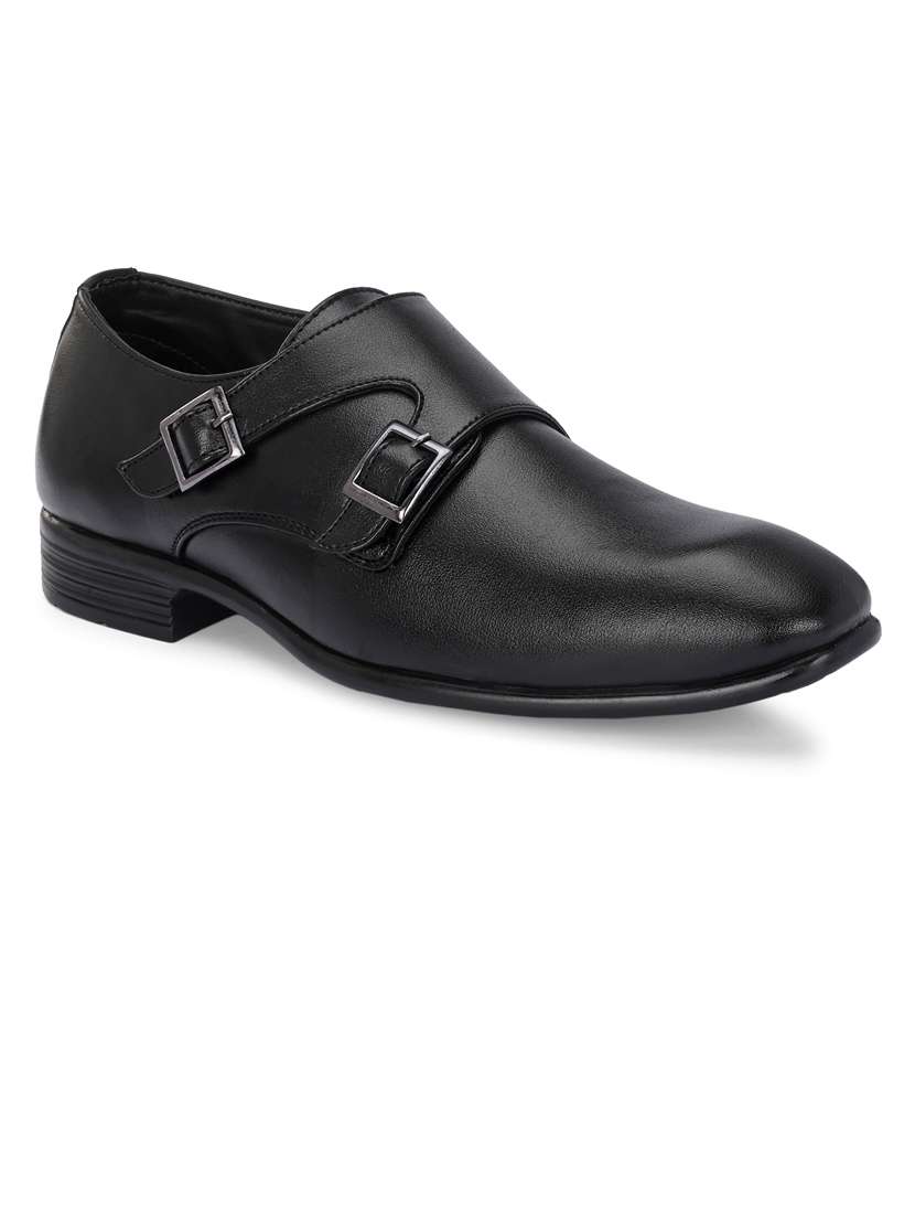 men solid lightweight monk strap shoes - 21663005 -  Standard Image - 1