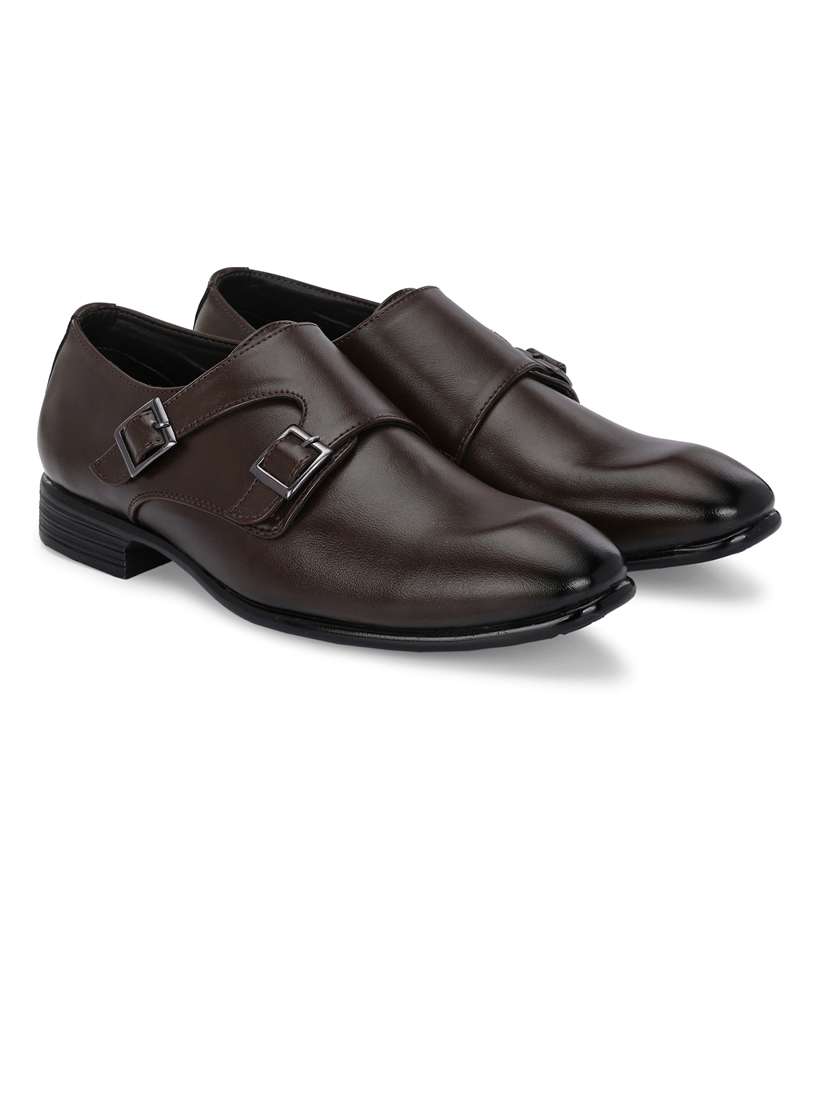 men solid lightweight monk strap shoes - 21663006 -  Standard Image - 1