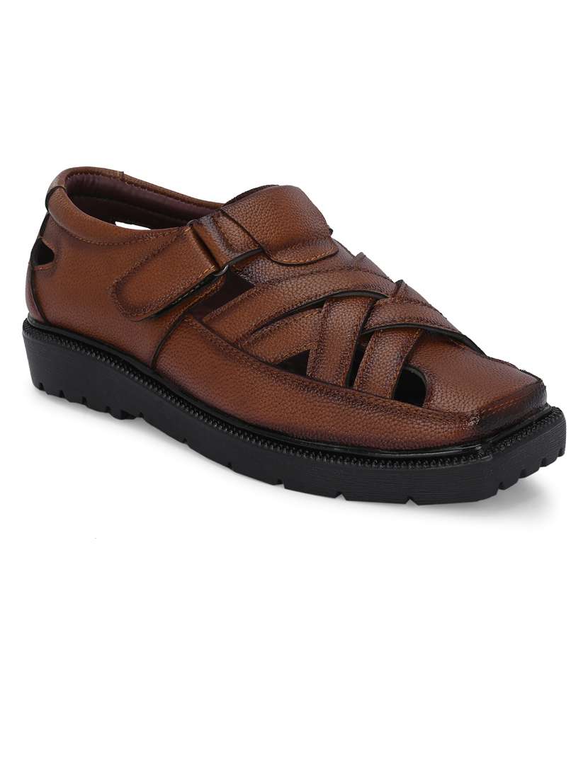 men tan solid slip on sandal - 21663016 -  Standard Image - 1