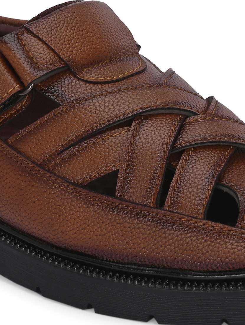 men tan solid slip on sandal - 21663016 -  Standard Image - 4