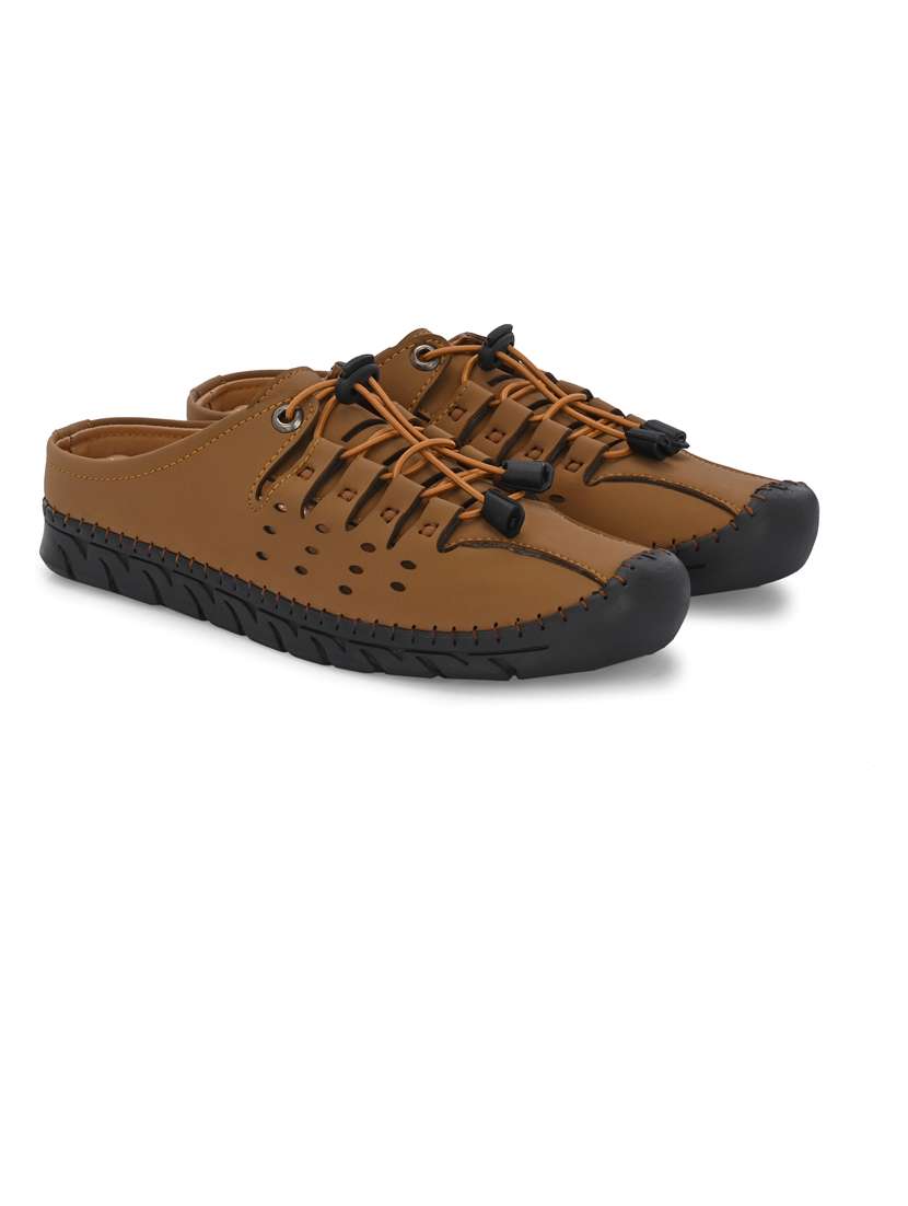 men brown slip on sandal - 21663023 -  Standard Image - 1