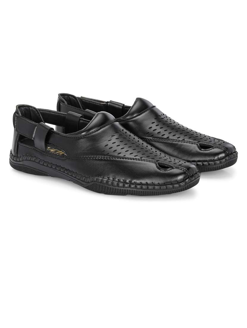 men black slip on sandal - 21663024 -  Standard Image - 1