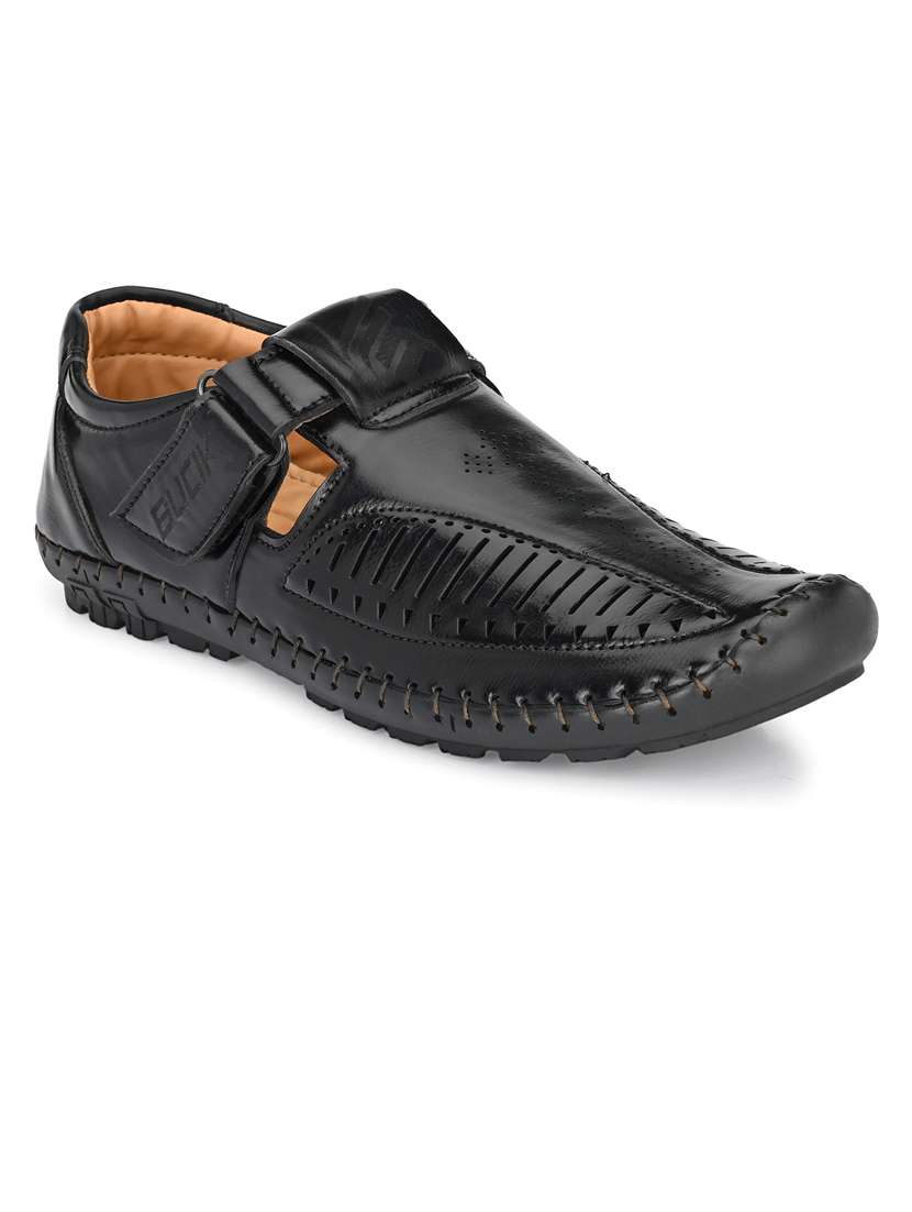 men black slip on sandal - 21663027 -  Standard Image - 1