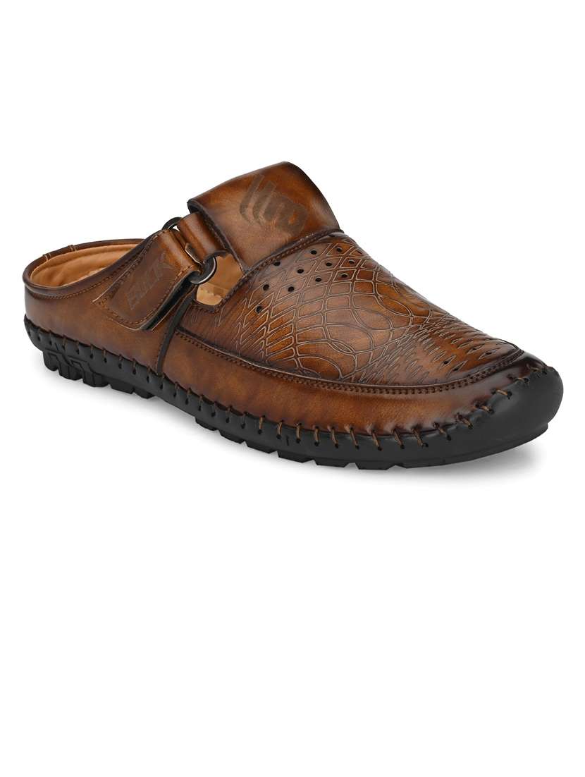 men brown slip on sandal