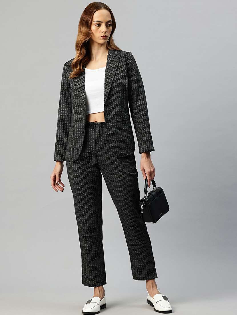 women black geometric print blazer & trousers set - 21663356 -  Standard Image - 1