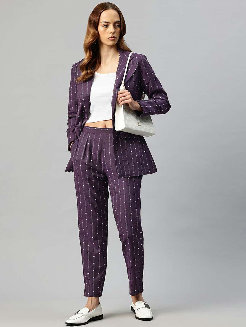 women self design blazer & trousers co-ords set - 21663359 - Standard Image - 1
