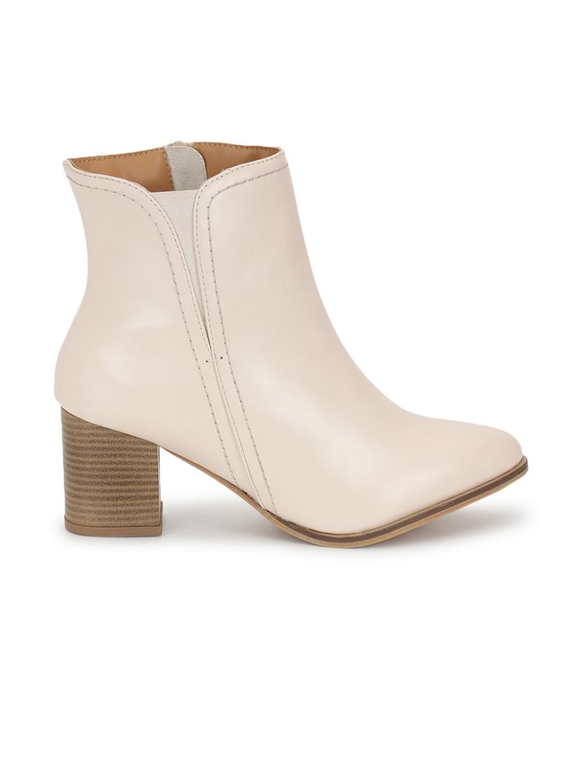 cream pu high-end-fashion stylish ankle boots - 21663406 - Standard Image - 1