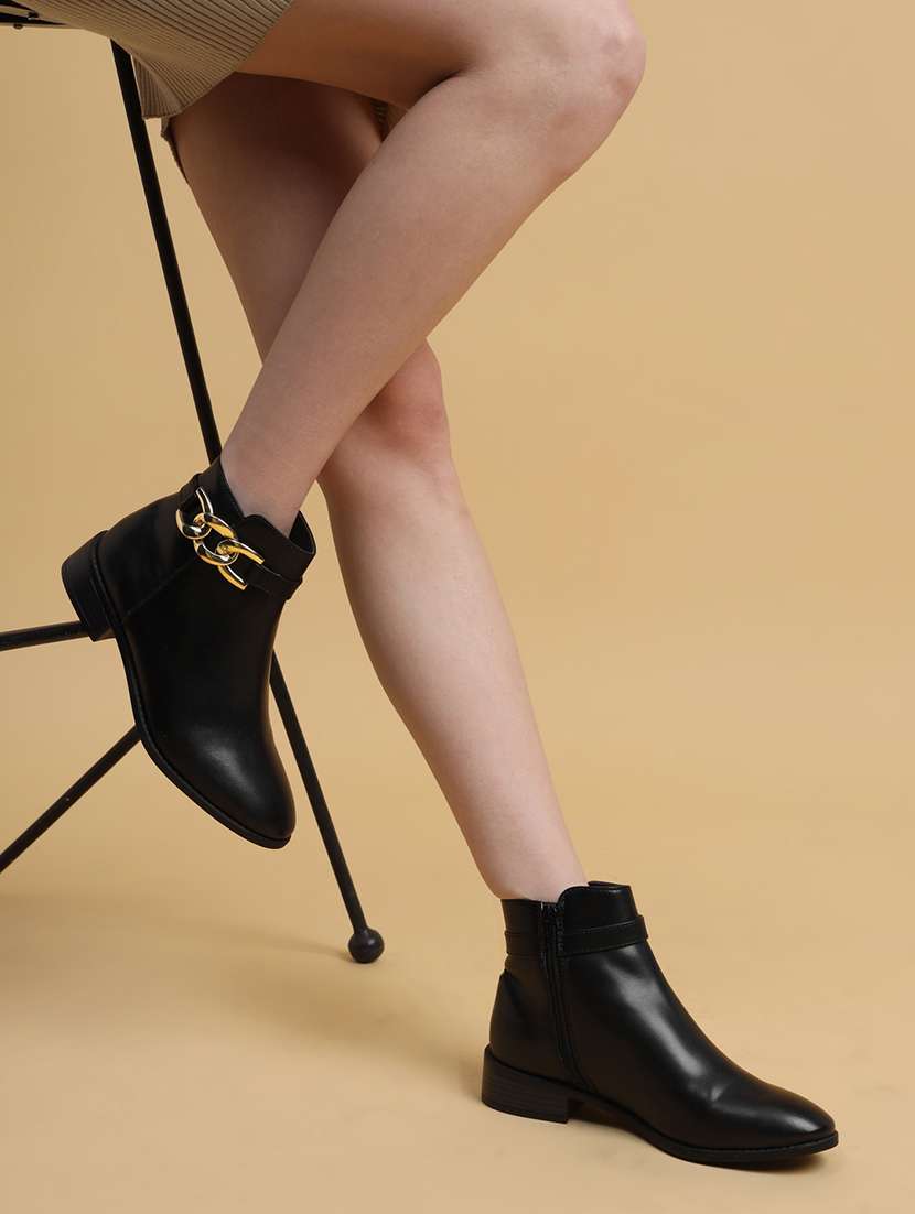 black pu high-end-fashion stylish ankle boots