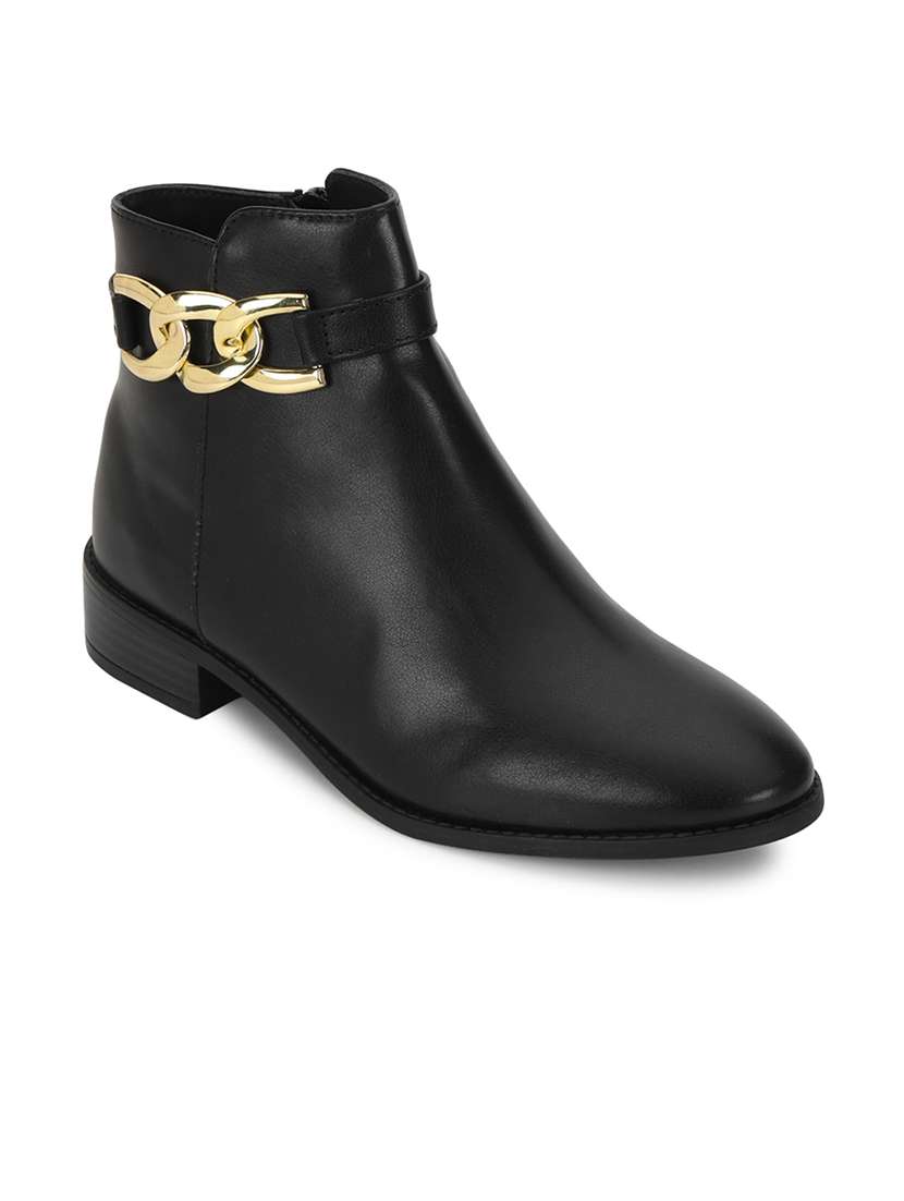 black pu high-end-fashion stylish ankle boots - 21663408 -  Standard Image - 1