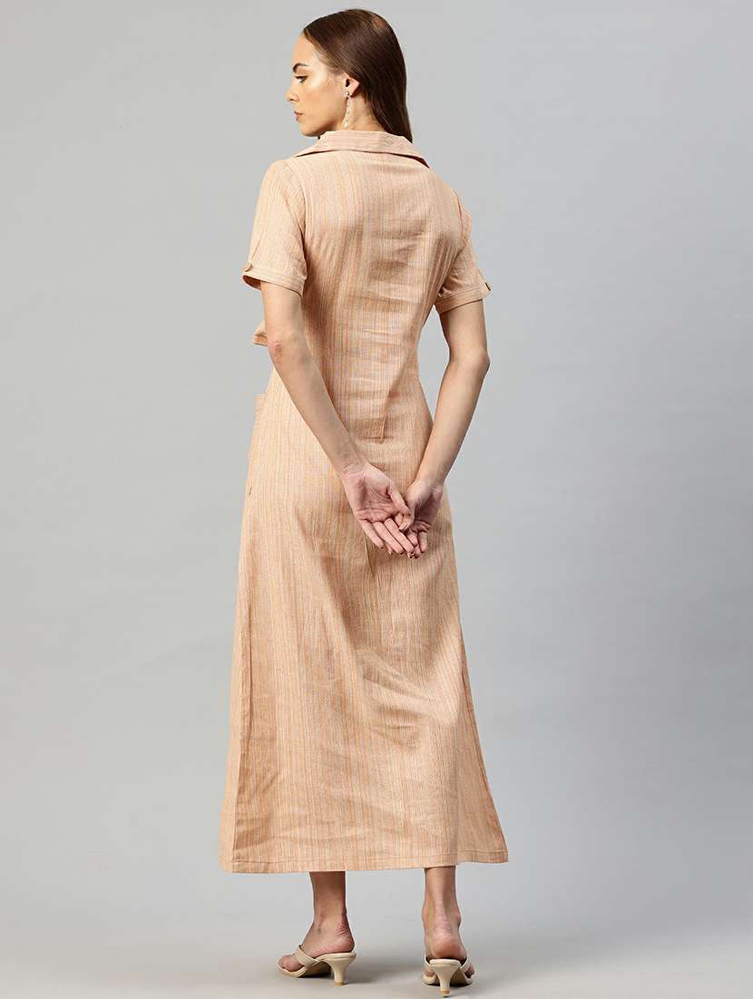 women short sleeves solid a-line dress - 21663449 -  Standard Image - 4