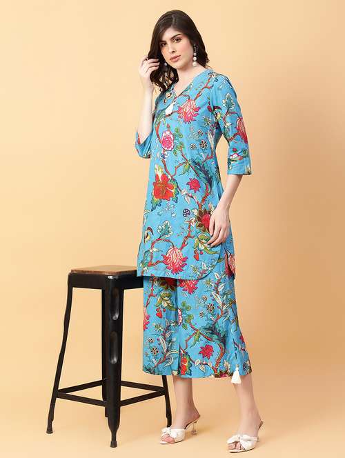women three quarter sleeve ethnic co-ord set - 21663620 -  Standard Image - 0