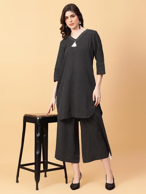women three quarter sleeve ethnic co-ord set - 21663625 - Standard Image - 0
