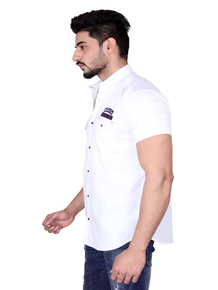 men solid short sleeve casual shirt - 21663682 -  Standard Image - 1