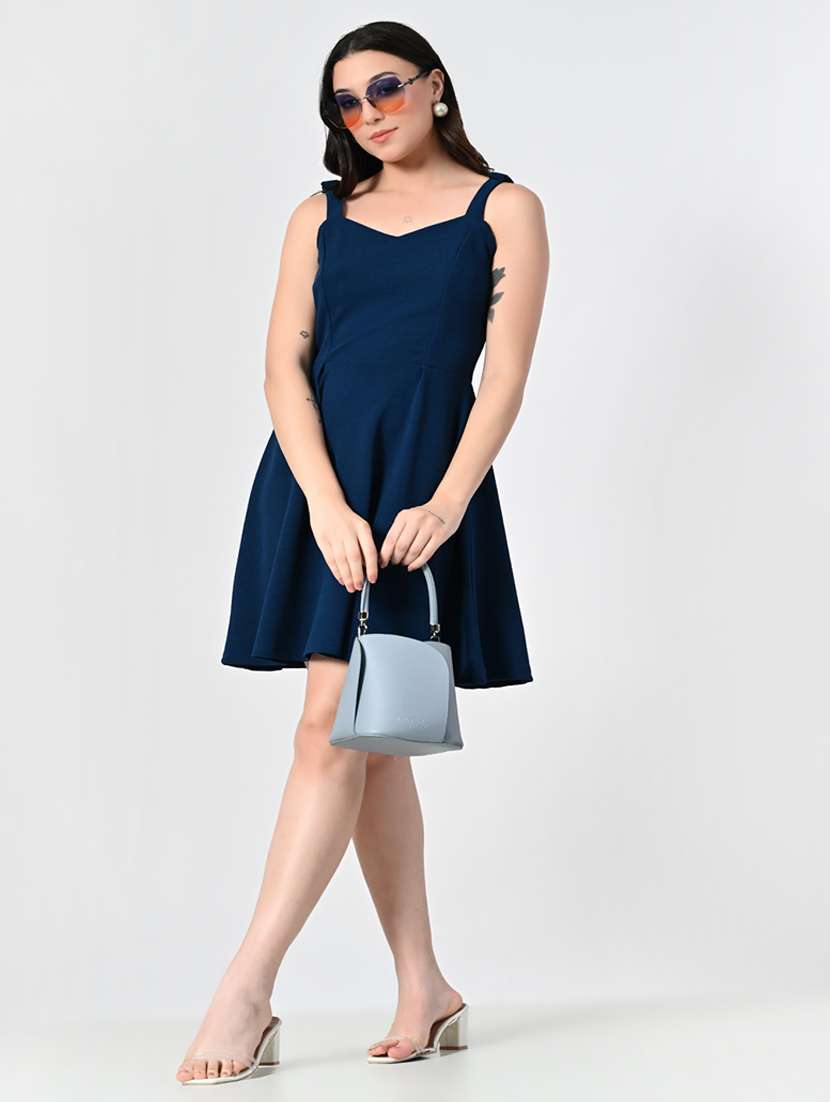 women solid sweetheart neck a-line dress - 21663693 -  Standard Image - 1