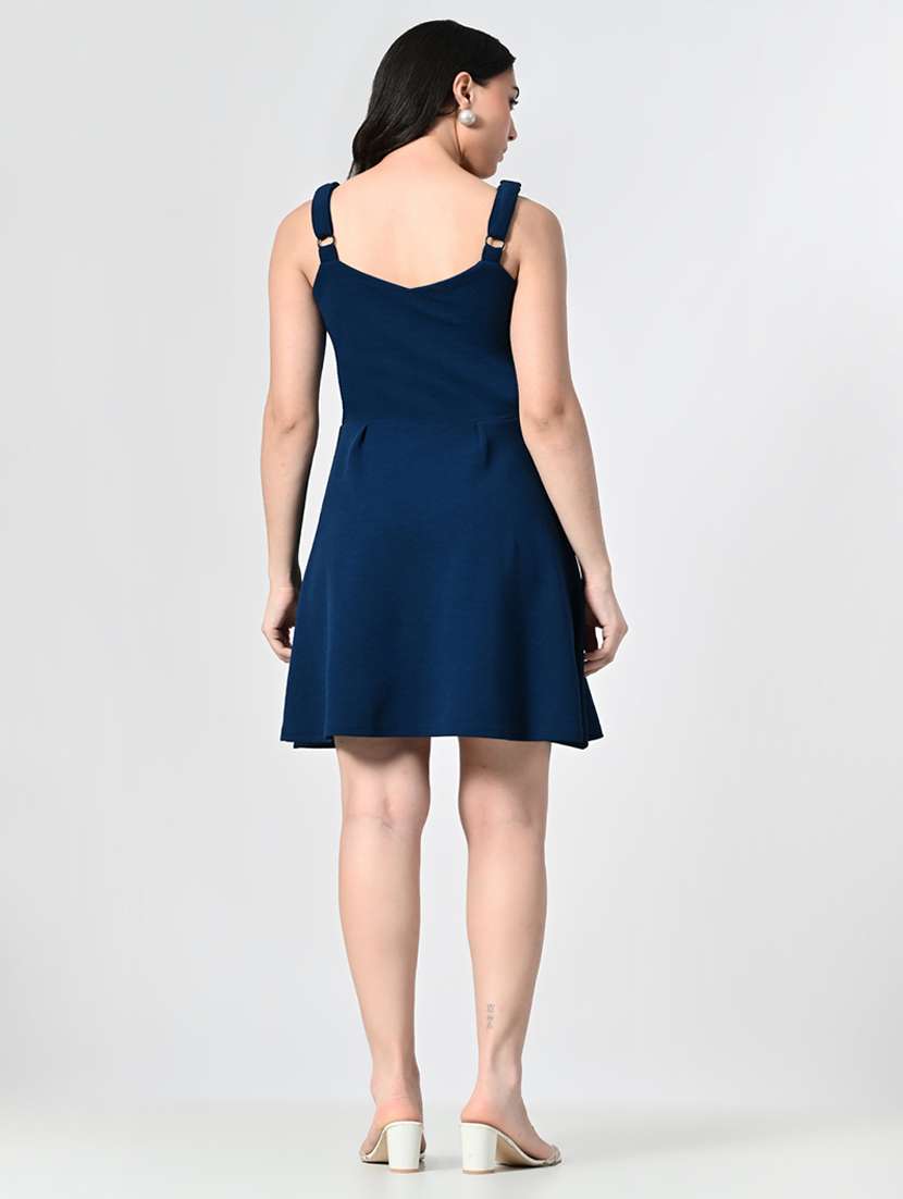 women solid sweetheart neck a-line dress - 21663693 -  Standard Image - 4