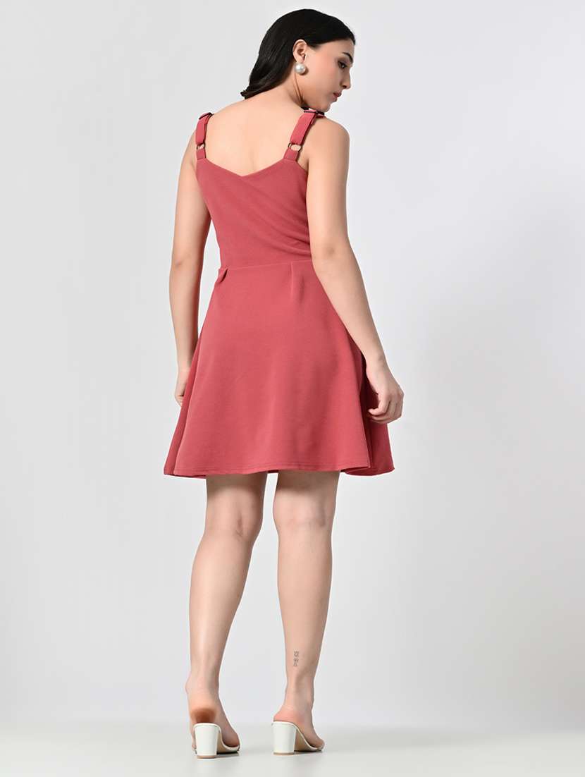 women solid sweetheart neck a-line dress - 21663694 -  Standard Image - 4