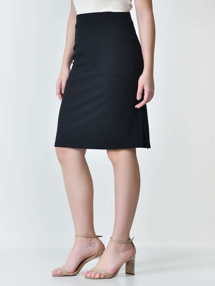 women black solid pencil skirt - 21663701 - Standard Image - 1