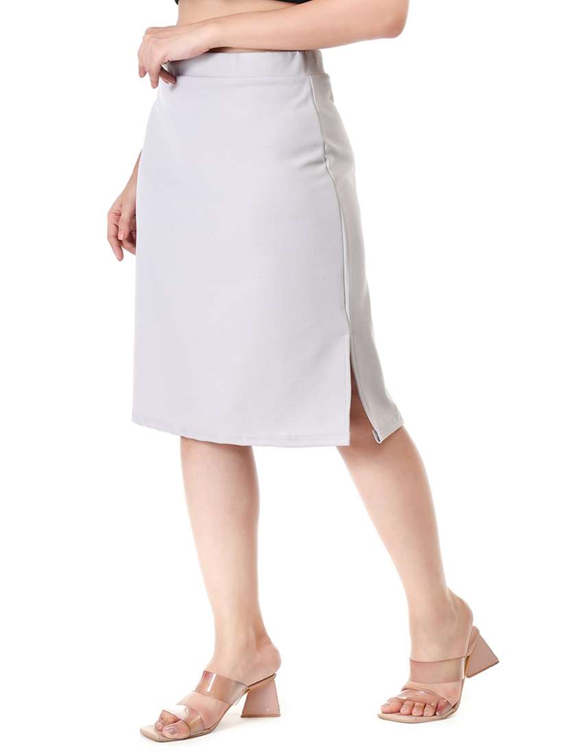 women white solid pencil skirt - 21663703 - Standard Image - 1
