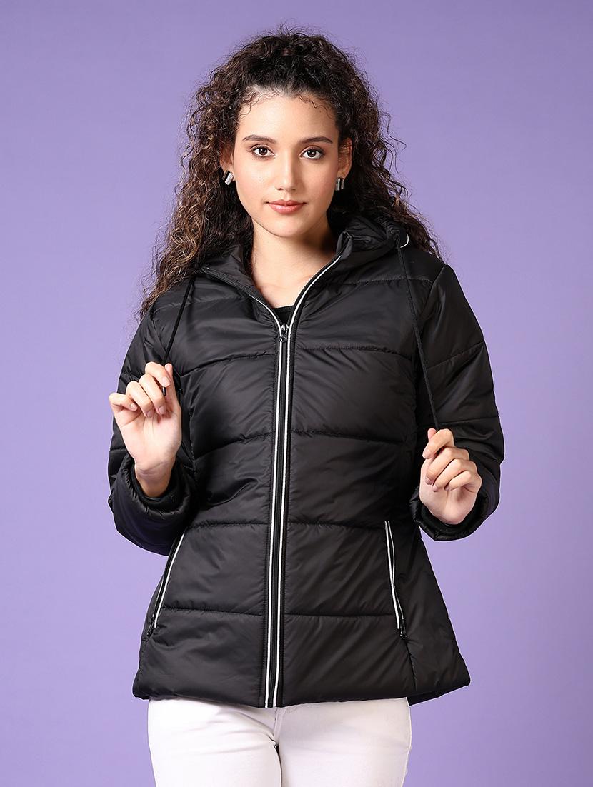 women solid long sleeves puffer jacket - 21663727 -  Zoom Image - 0