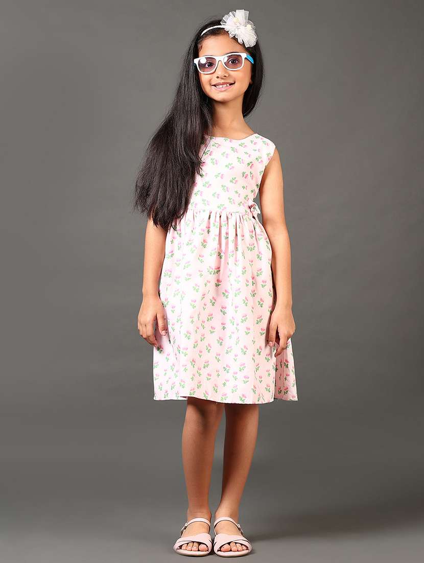 girls printed sleeveless round neck frock