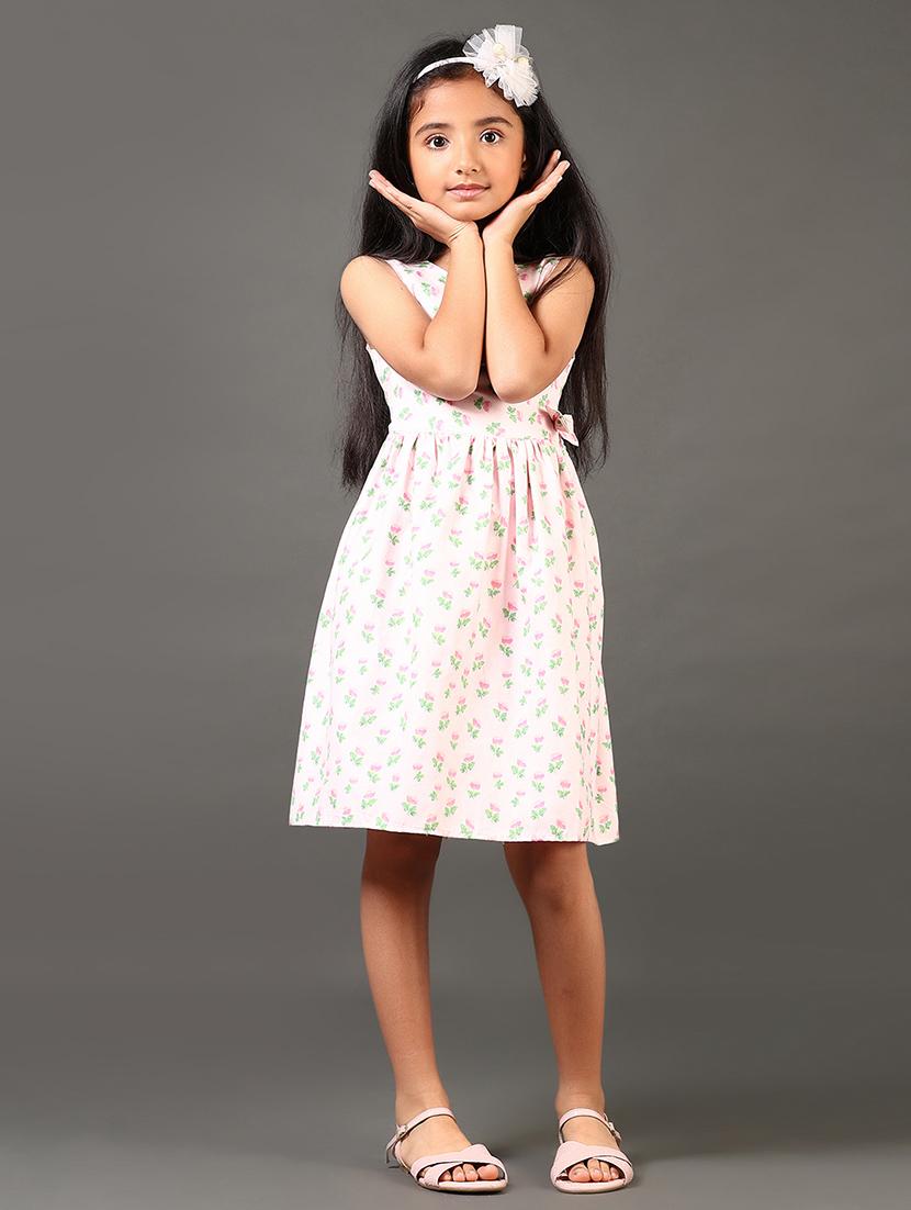 girls printed sleeveless round neck frock - 21663757 - Standard Image - 1