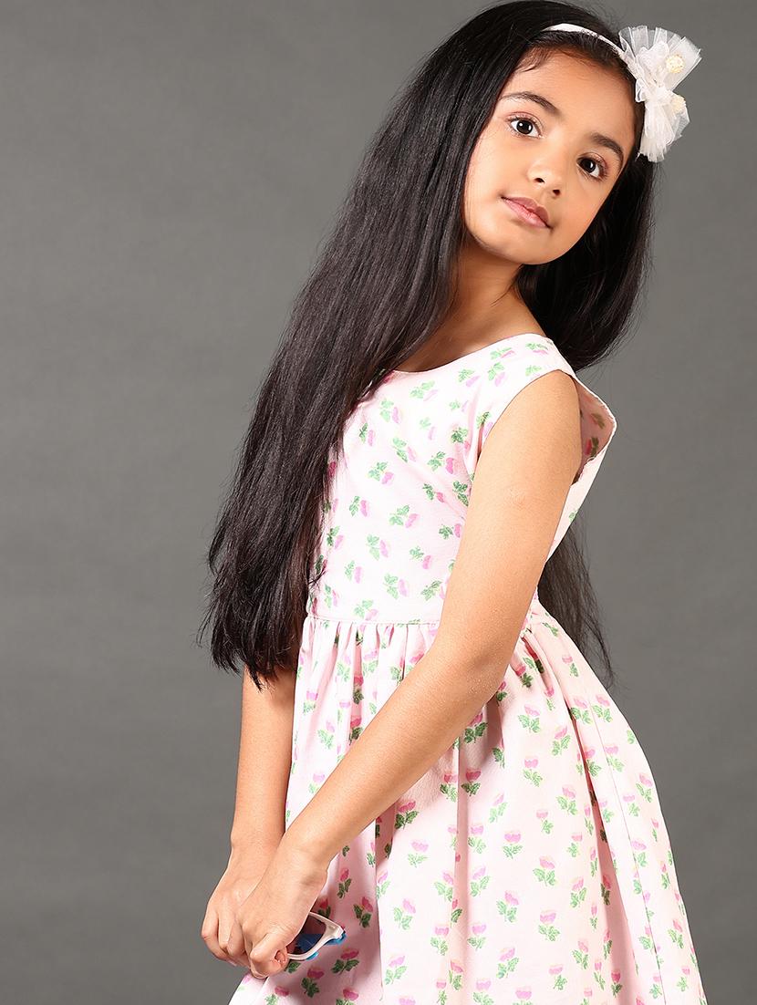 girls printed sleeveless round neck frock - 21663757 - Standard Image - 4