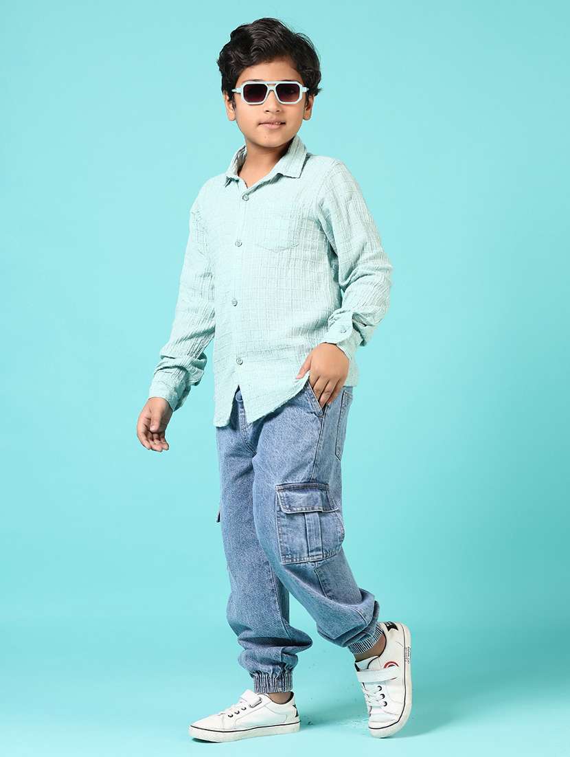 boys textured collared long sleeves shirt - 21663772 -  Standard Image - 4