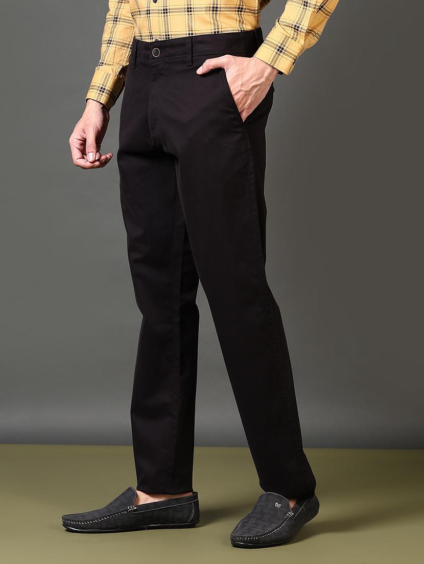 men solid mid rise flat front casual trouser - 21663778 -  Standard Image - 1