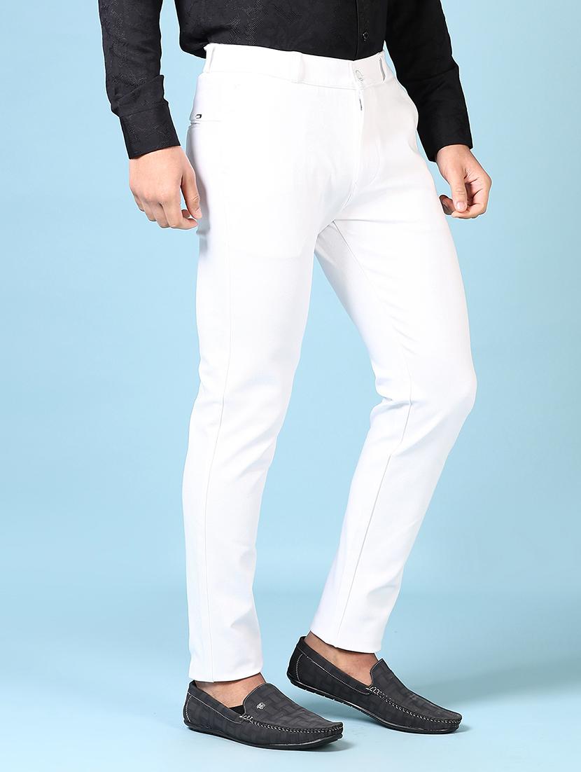 men solid mid rise flat front casual trouser - 21663783 -  Standard Image - 1
