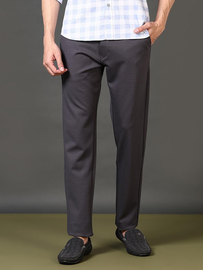 men solid mid rise flat front casual trouser - 21663786 - Standard Image - 1