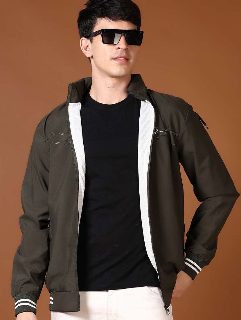 men long sleeves solid bomber jacket - 21663798 -  Standard Image - 1