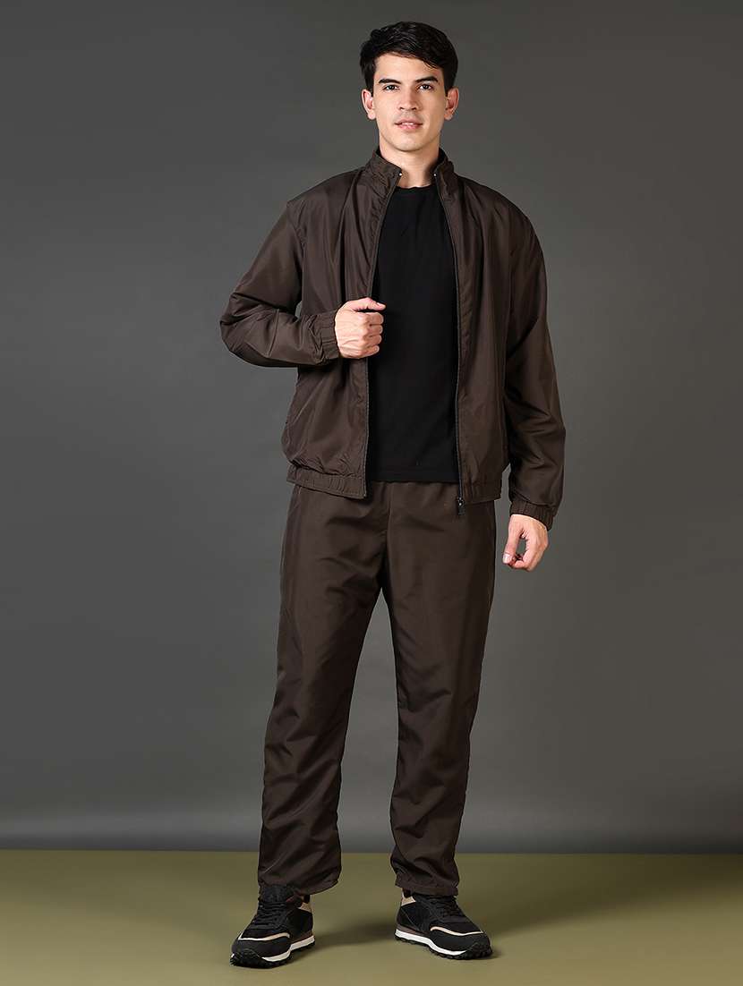 men solid long sleeve full length track suit - 21663806 -  Standard Image - 1