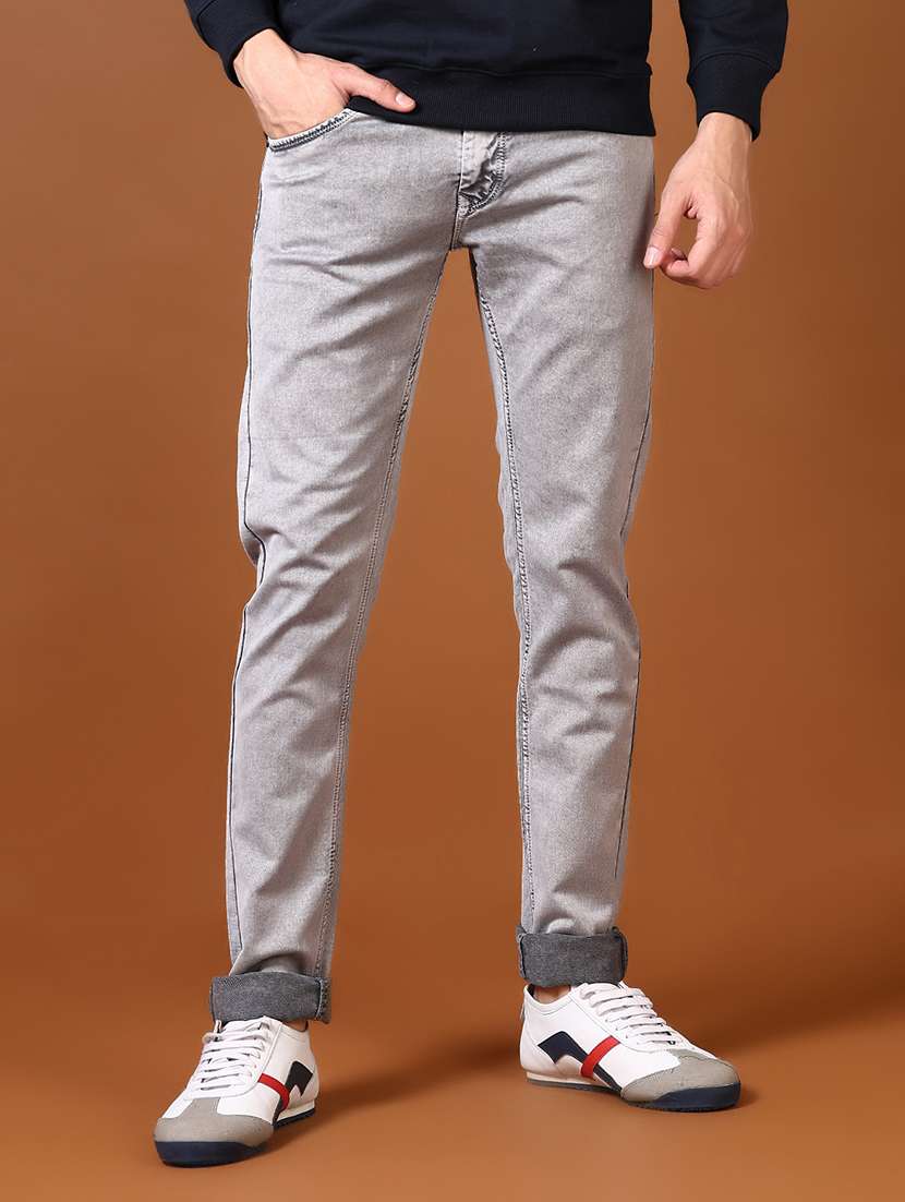 men solid mid rise full length jeans - 21663833 - Standard Image - 1