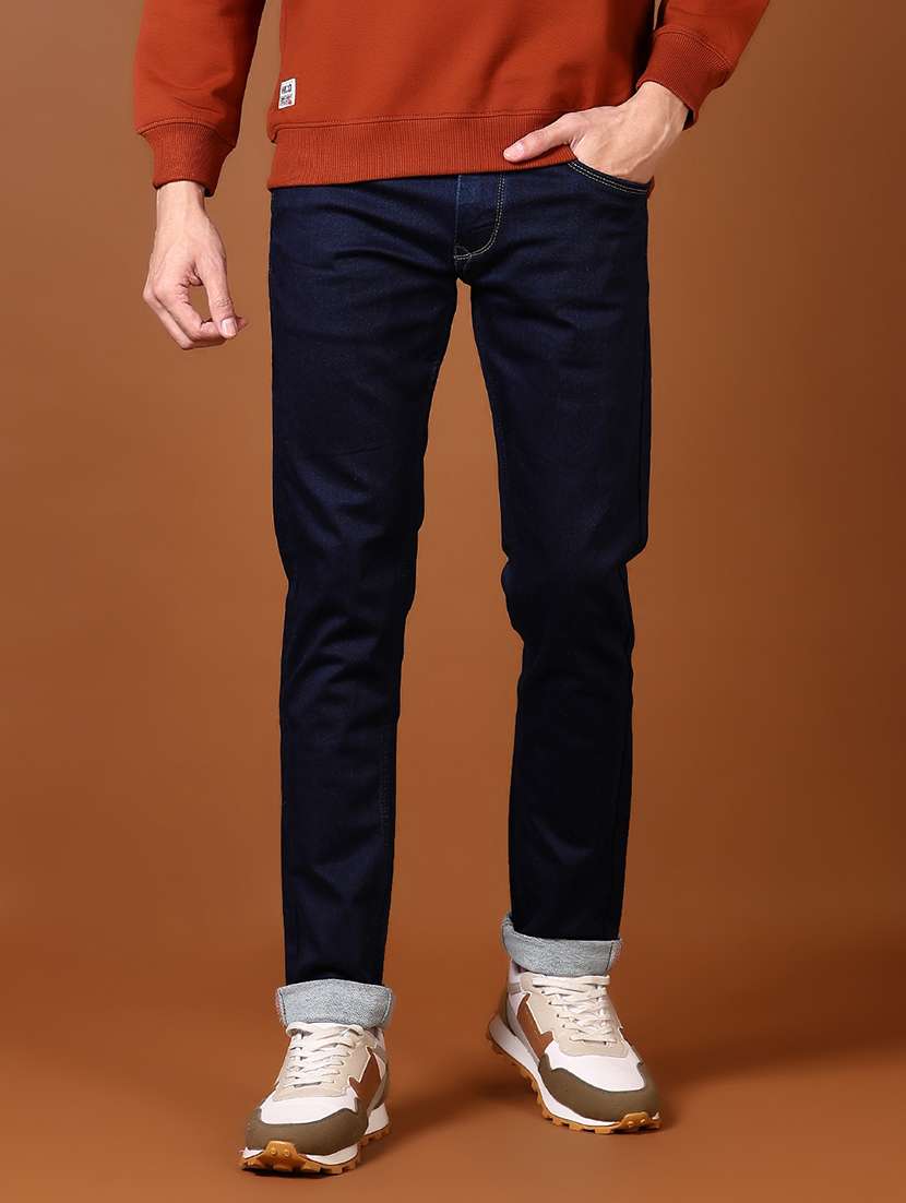 men solid mid rise full length jeans - 21663839 -  Standard Image - 1