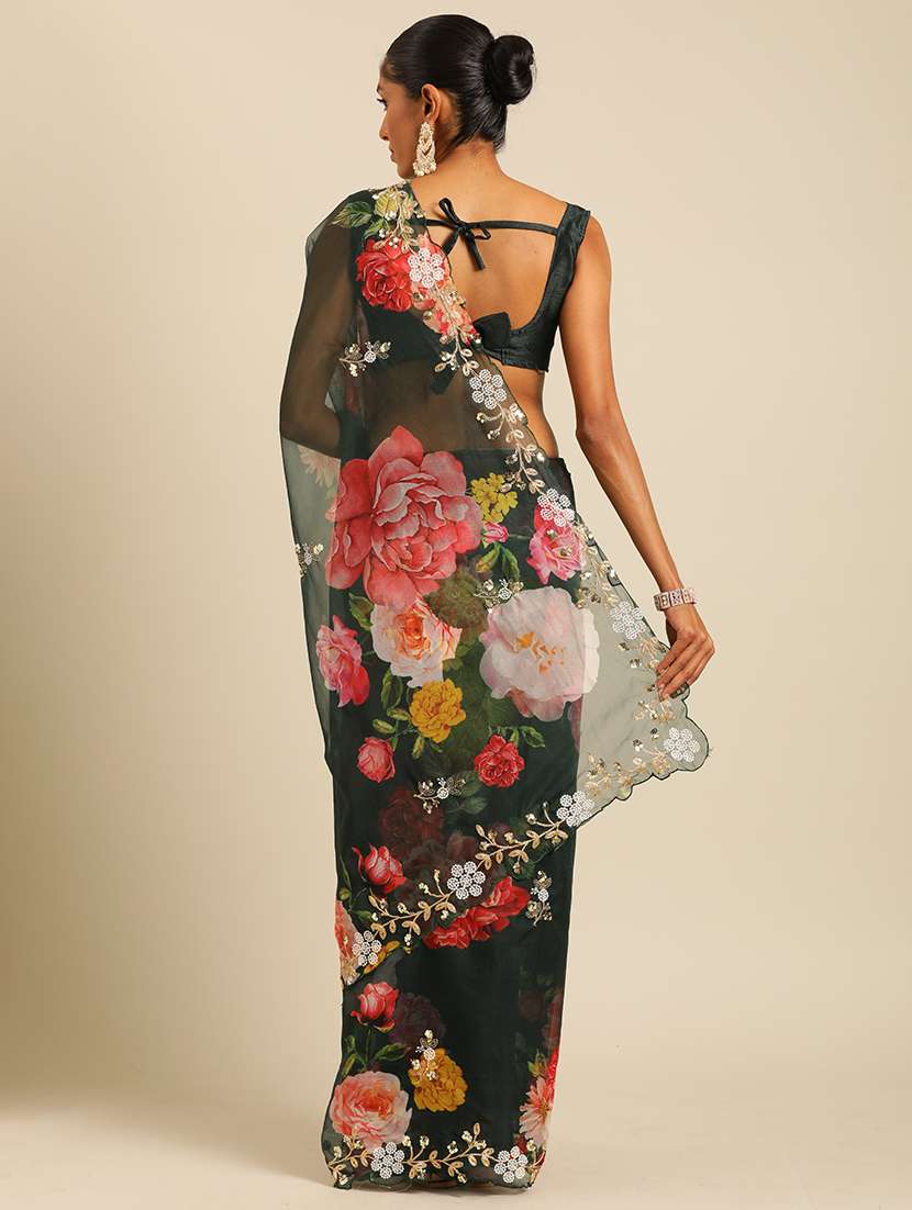 women floral printed saree with blouse - 21663932 -  Standard Image - 1