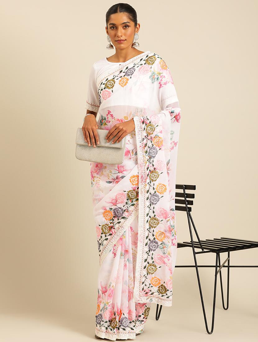 women floral printed saree with blouse - 21663934 - Zoom Image - 0