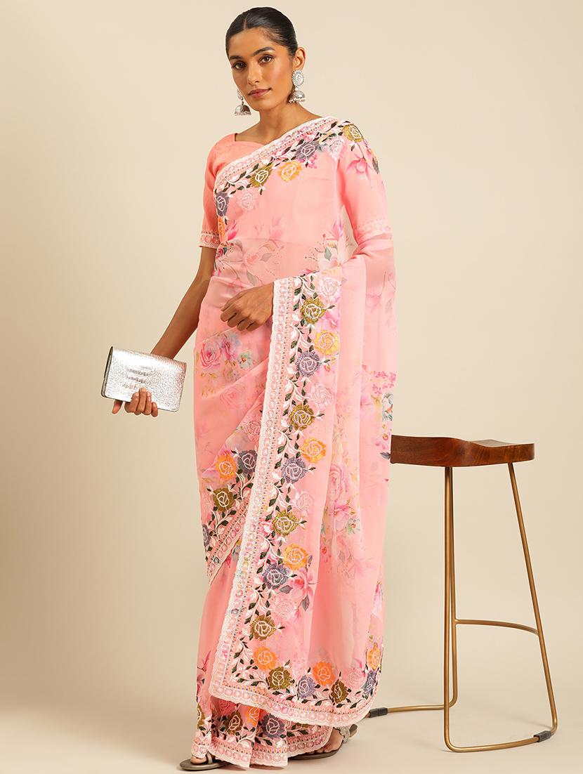 women floral printed saree with blouse - 21663936 - Zoom Image - 0