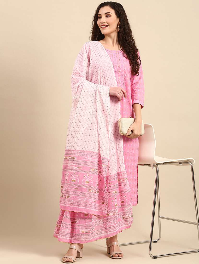 women pink printed kurta pant set with duapatta - 21663960 -  Standard Image - 1