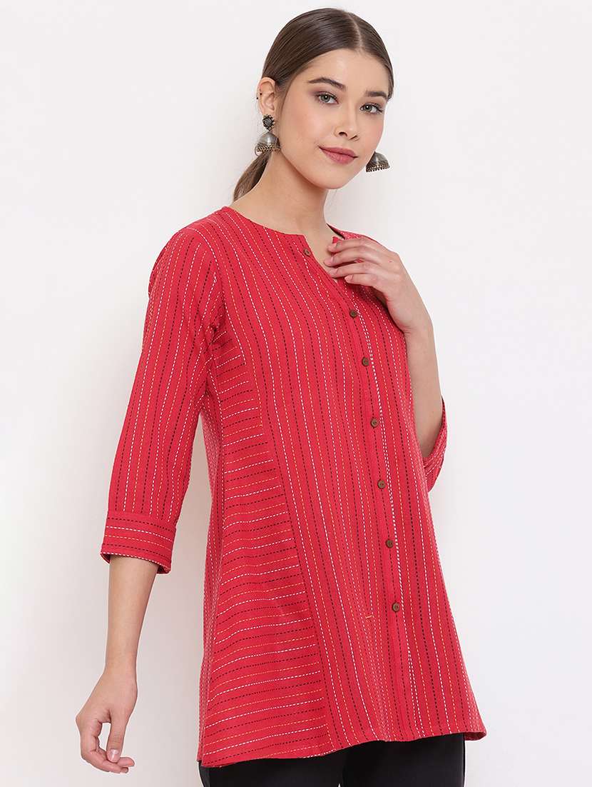 women red printed notch neck a-line kurti - 21663964 -  Standard Image - 1