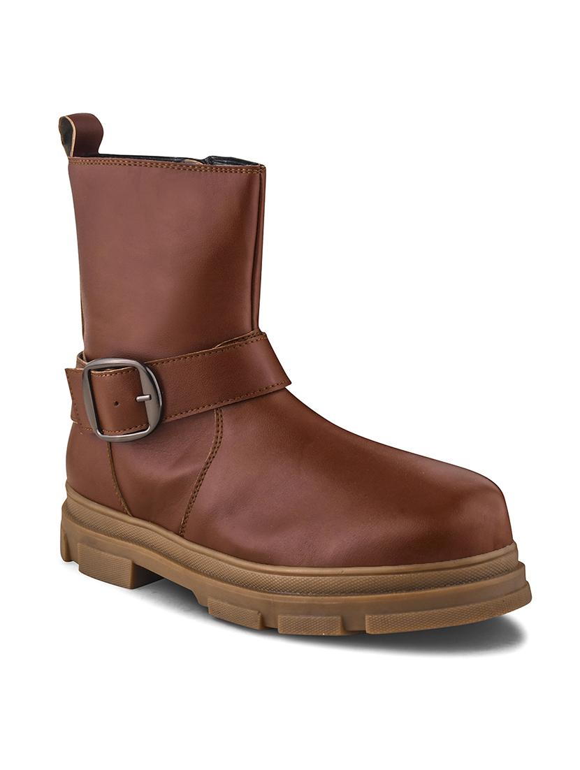 women tan solid ankle boots - 21664000 - Standard Image - 4