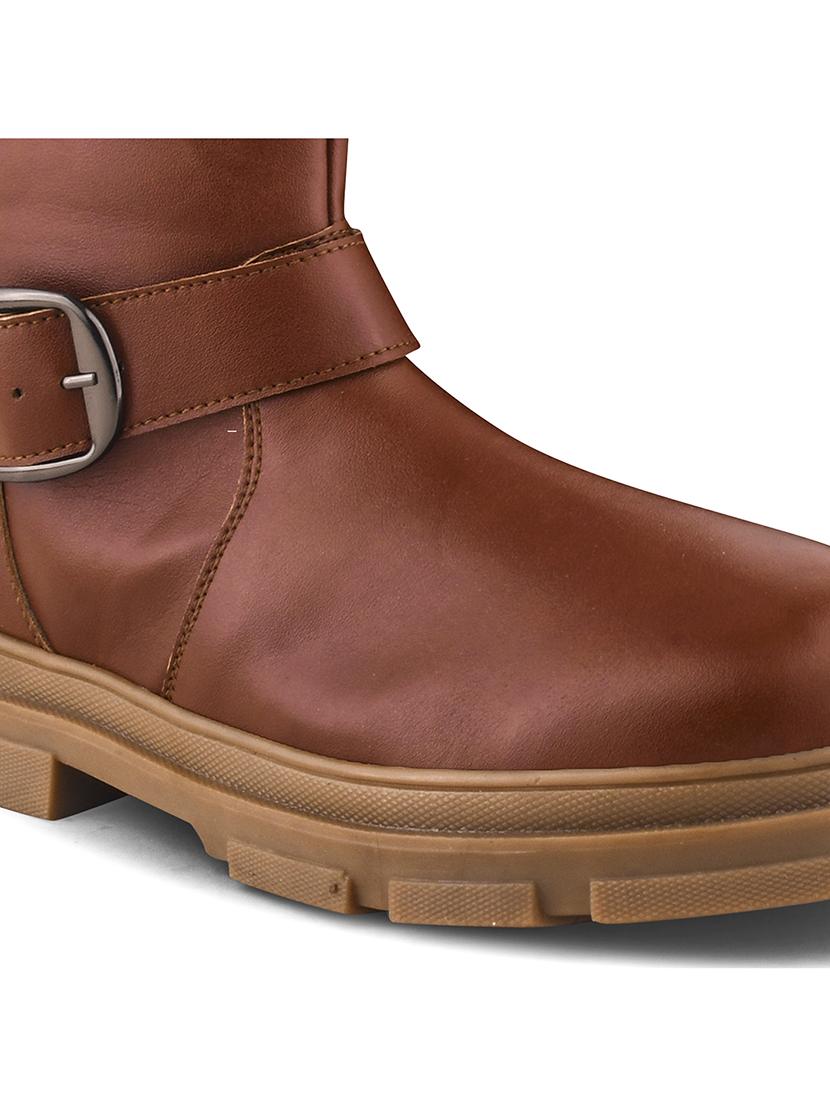 women tan solid ankle boots - 21664000 - Standard Image - 9
