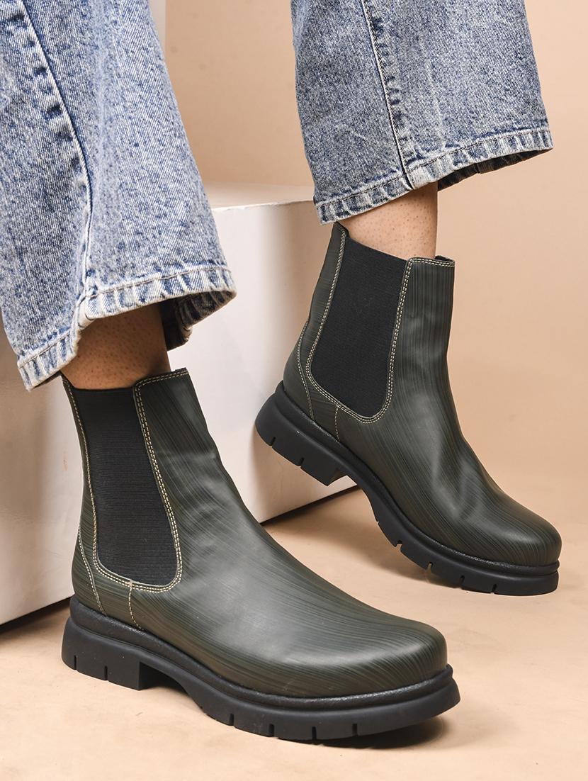 women green solid ankle boots - 21664003 -  Standard Image - 1